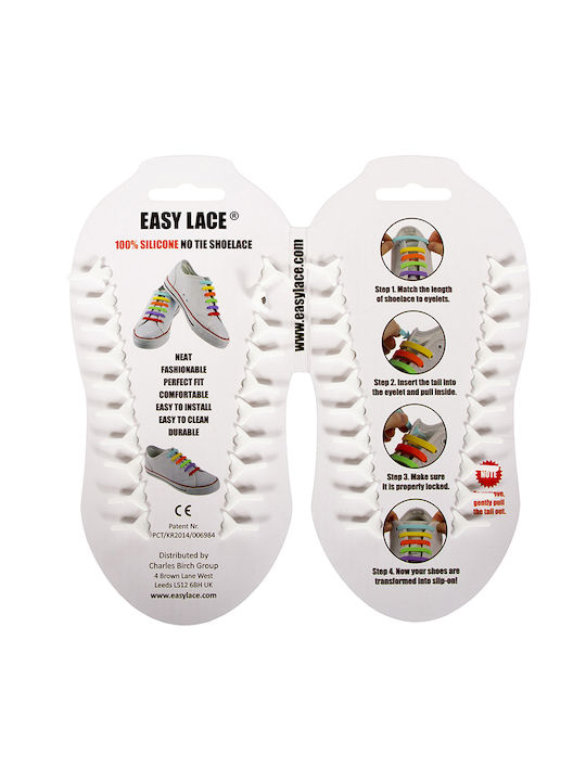 Easy Lace 15462004 Κορδόνια Παπουτσιών Σιλικόνης Λευκά KIDS 14τμχ