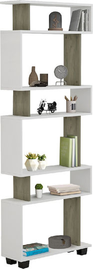 Bibliotecă Owl Olive Grey / Alb 60x19.5x165εκ.