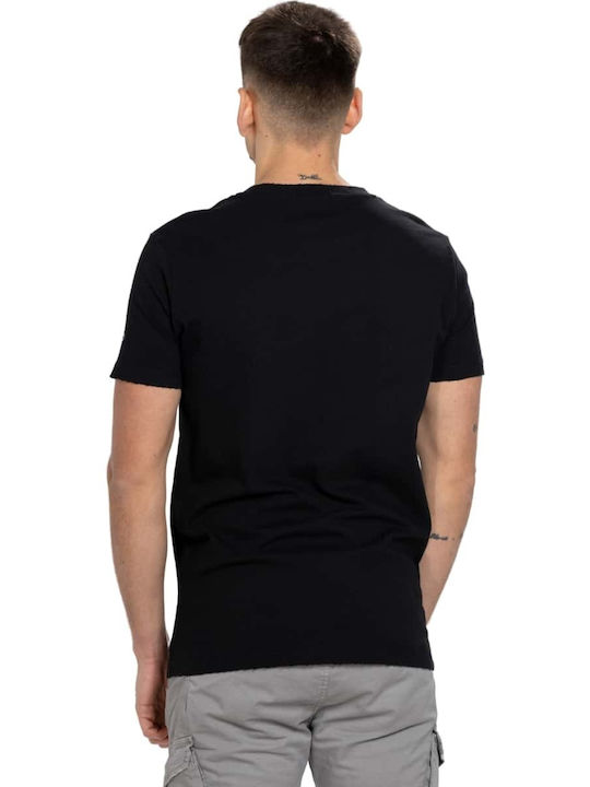 Replay T-shirt Bărbătesc cu Mânecă Scurtă Negru