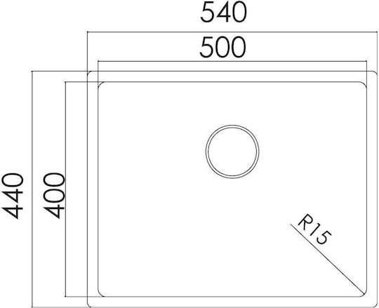 Excel Victoria 720MAS356 Υποκαθήμενος Νεροχύτης Inox Σατινέ Μ54xΠ44cm Ασημί