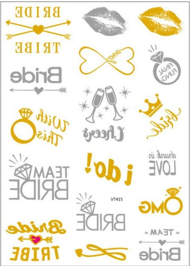 Bride to Be Temporary Tattoo for Party with Theme "Marriage" Set of 5pcs