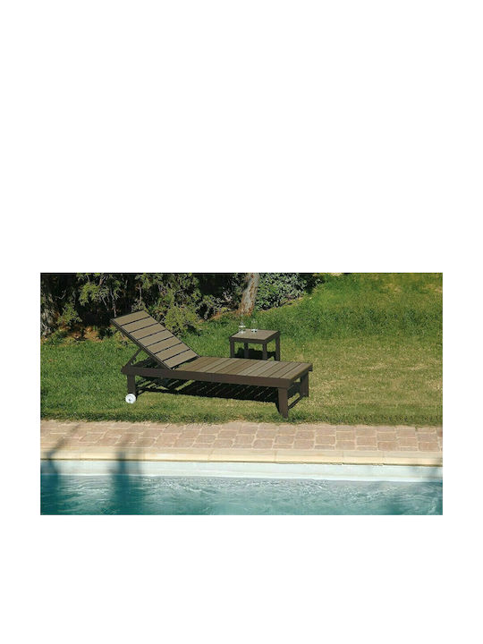 Deckchair Aluminum Brown 196x63x38cm.