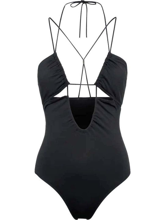 Costum De Baie Întreg Negru Cu Burete Detașabil