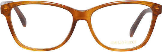 Emilio Pucci Women's Acetate Butterfly Brown Tortoise Prescription Eyeglass Frames EP5024 052