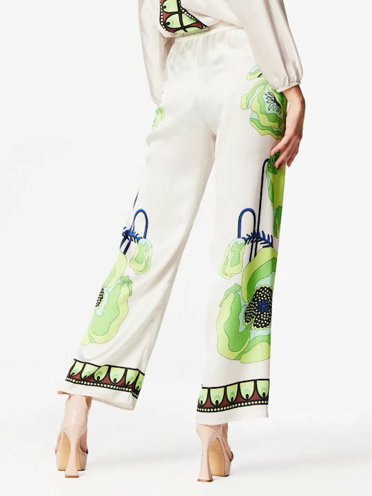 Damen Stoff Hose mit Gummizug Weiß