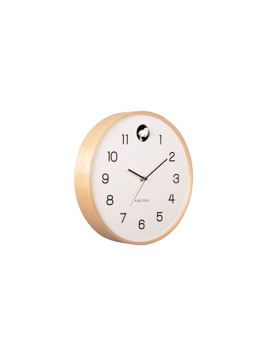 Karlsson Cuckoo Ρολόι Τοίχου Ξύλινο White Ø31.5cm