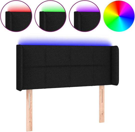 vidaXL LED Bed Headboard Fabric Black 103x88cm