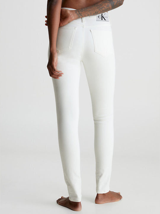 Calvin Klein Women's Jean Trousers Mid Rise in Skinny Fit White