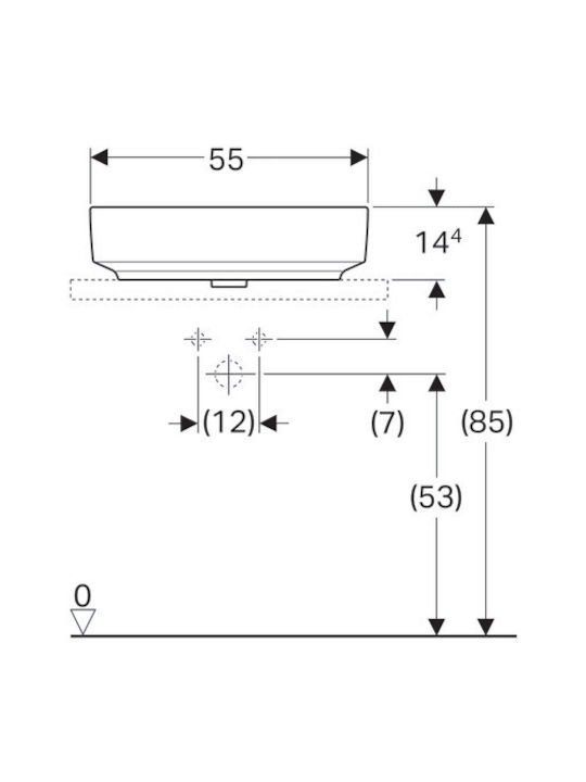 Geberit VariForm Επικαθήμενος Νιπτήρας Πορσελάνης 55x40x11cm Λευκός