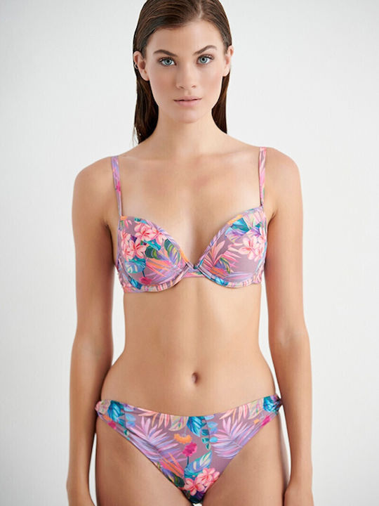 Purple Tropics Bikini Bra B Cup With Padding Floral