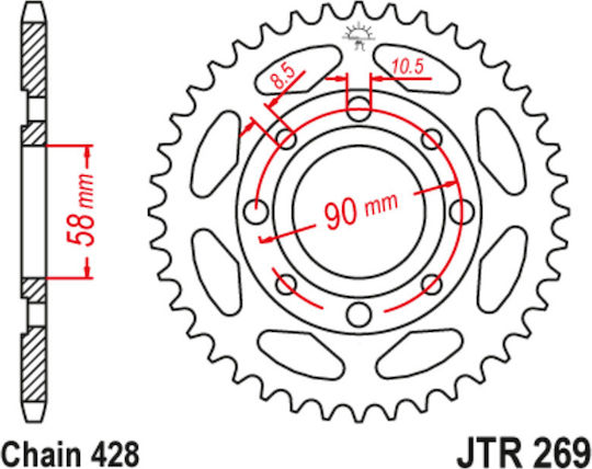 JT Sprockets Γρανάζι Πίσω 42 Δοντιών για Kymco Spike 125