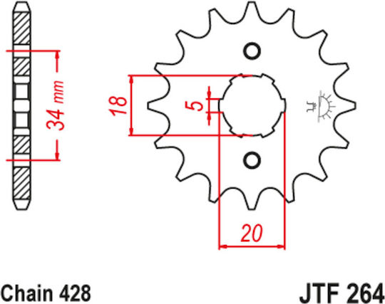 JT Sprockets Vorderes Ritzel 14 Zähne für Yamaha DT