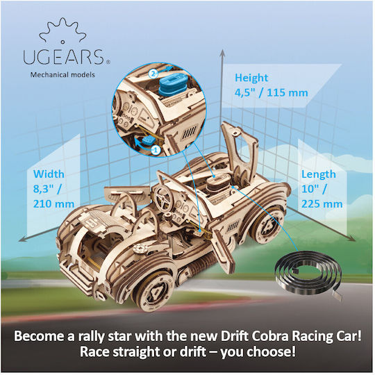 Ugears Wooden Construction Toy Drift Cobra Racing Car