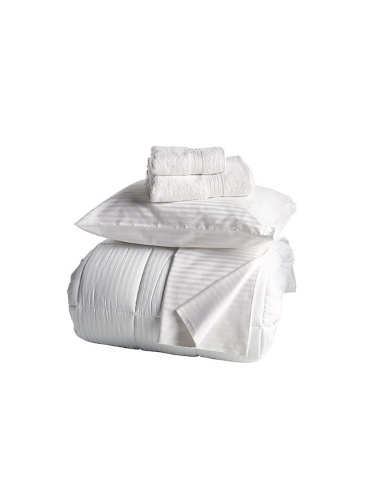 Charalambidis Textiles Duvet Cover Single 160x240 Stripe White