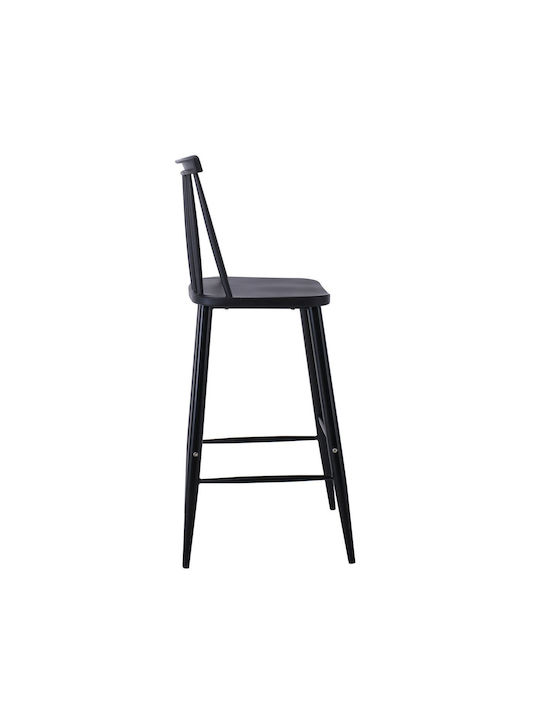 Hocker Bar mit Rückenlehne aus Polypropylen Lavida Black 2Stück 43x49x107cm