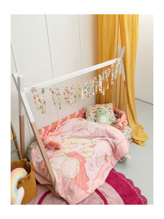 Palamaiki Κουβέρτα Κούνιας Bebe Velour BV720 Βελουτέ Ροζ 110x140εκ.