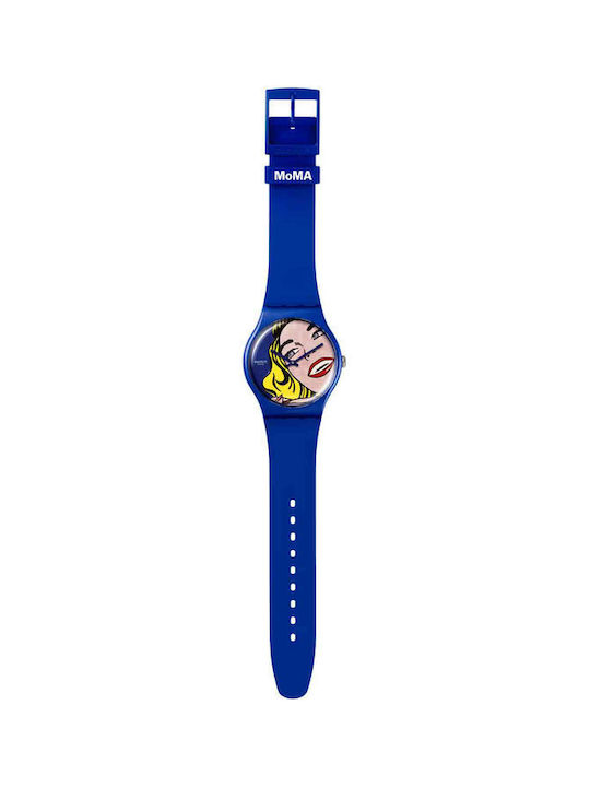 Swatch Girl By Roy Lichtenstein, The Watch Ρολόι με Μπλε Καουτσούκ Λουράκι