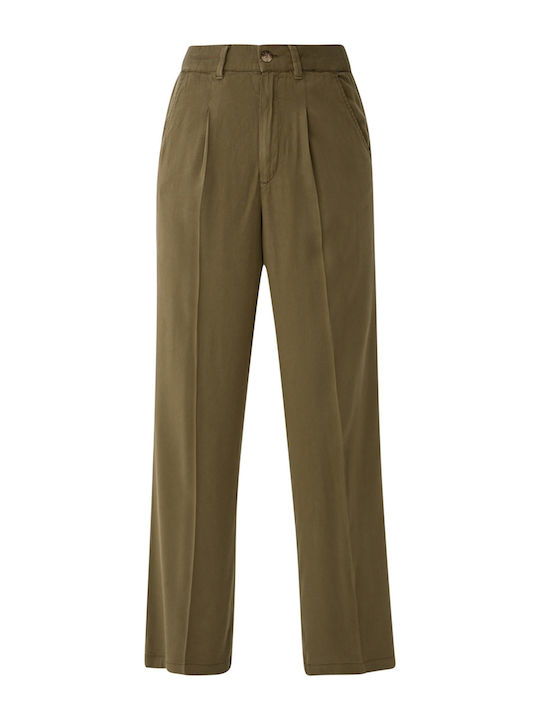 Red Label Women's High-waisted Fabric Trousers Regular Fit Olive