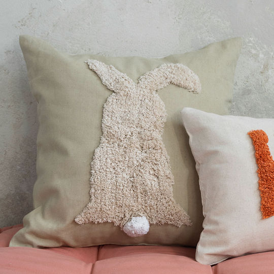 Nima Easter Bunny Πασχαλινό Μαξιλάρι Λαγουδάκι Μπεζ 45x45εκ.
