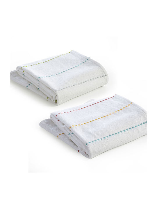 Nef-Nef Homeware Blanket Cot Life Line Cotton White 110x150cm