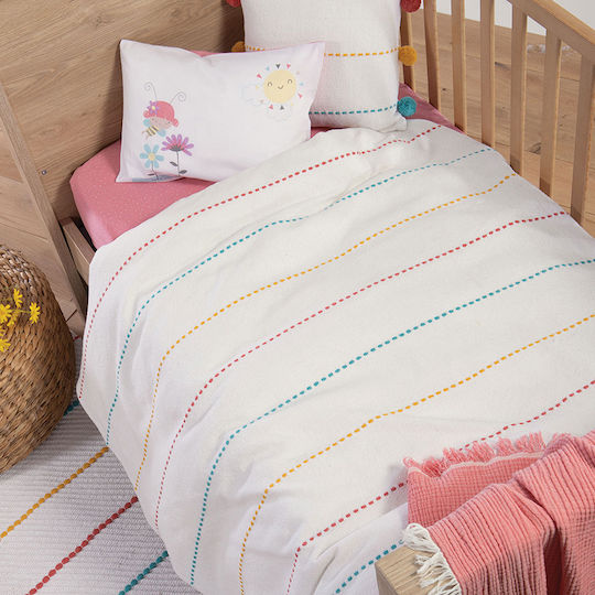 Nef-Nef Homeware Blanket Cot Life Line Cotton White 110x150cm