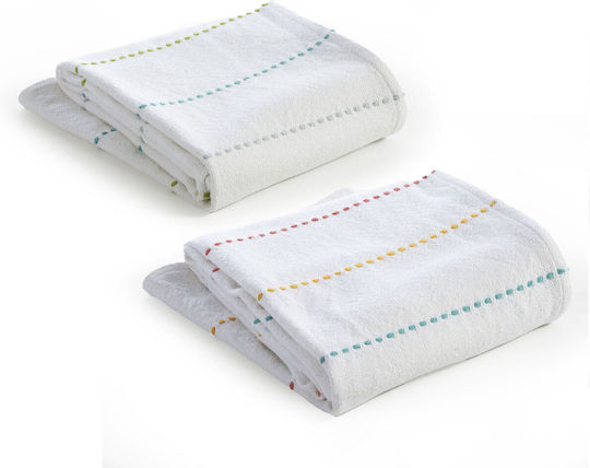 Nef-Nef Homeware Blanket Cot Life Line Cotton White 110x150cm