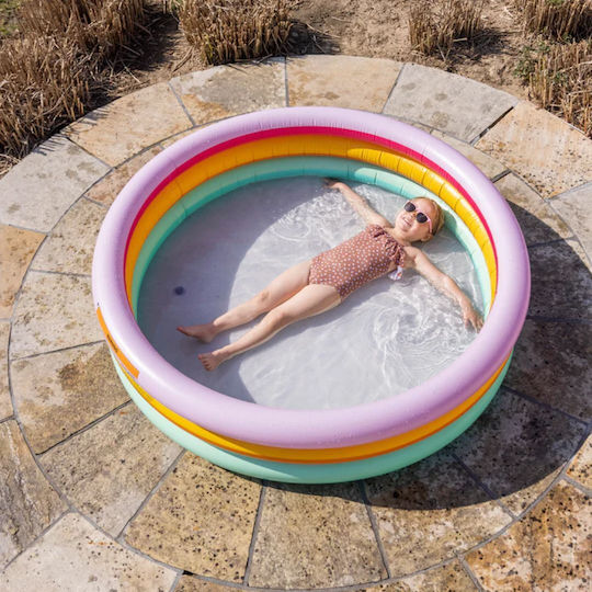 Swim Essentials Rainbow Children's Round Swimming Pool PVC 180L Inflatable Pink