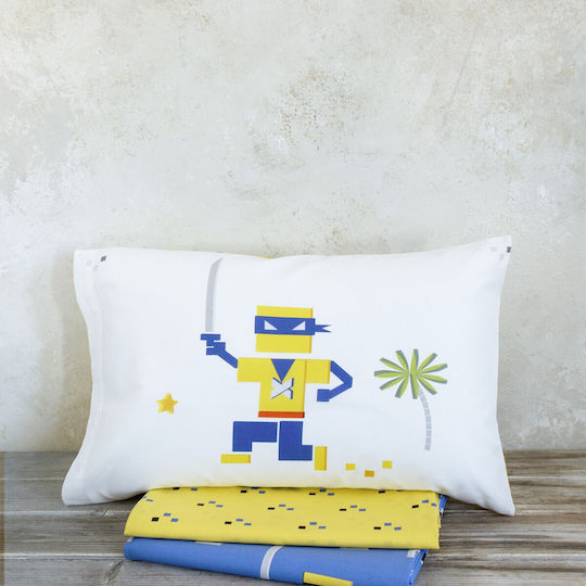 Nima Seturi de cearșafuri Single Bumbac Atari Blue/Yellow 170x255cm 3buc