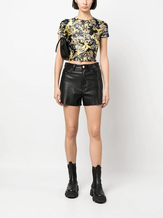 Kurzärmeliges Crop-Top Schwarz