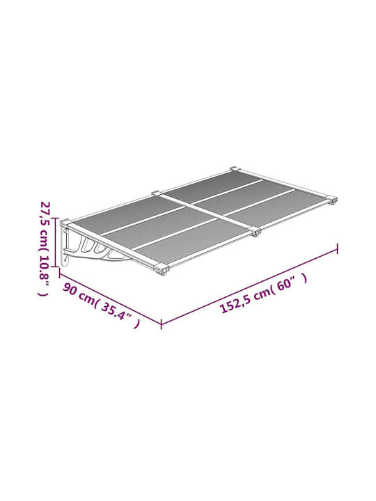 vidaXL Acoperiș Policarbonat Ușă / Fereastră L152.5xA90cm