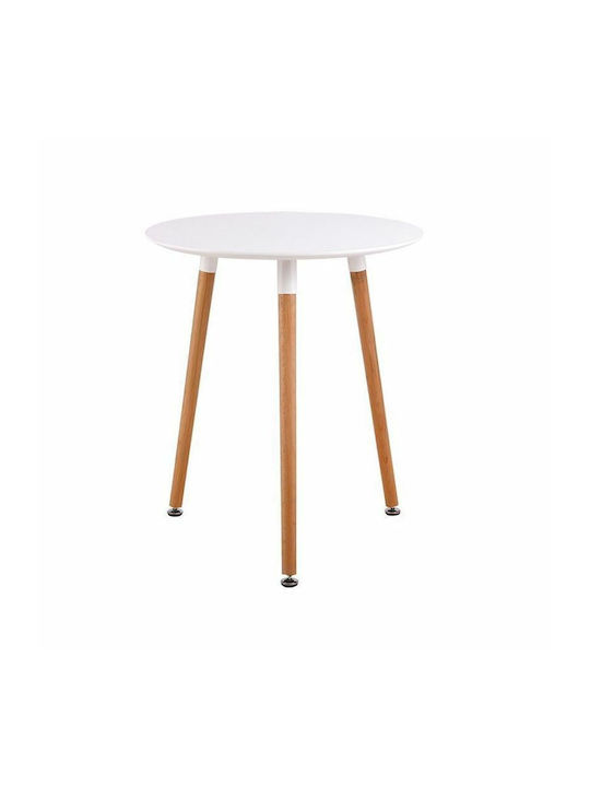 Round Side Table Art Wooden Beige L60xW60xH68cm