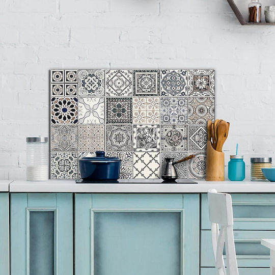Dekorativer Aufkleber Wand Grey Azulejos Multi 1Stück 72x48cm Ango
