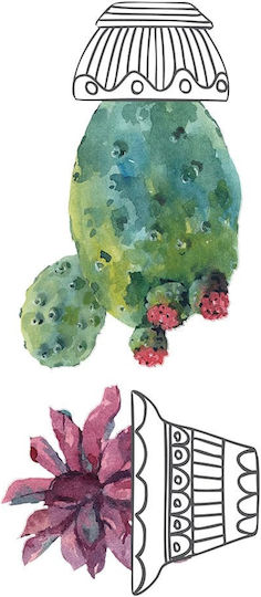 Διακοσμητικό Αυτοκόλλητο Τοίχου Cactus Vases 1τμχ 31x15εκ. Ango