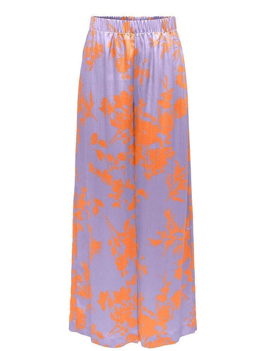 Damen Stoff Hose mit Gummizug Purple Rose