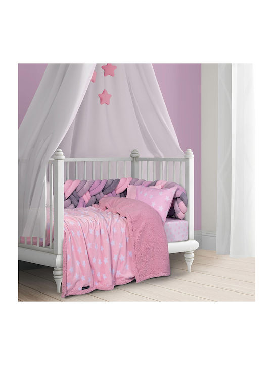 Das Home Κουβέρτα Αγκαλιάς & Λίκνου Fleece Ροζ 80x110εκ.