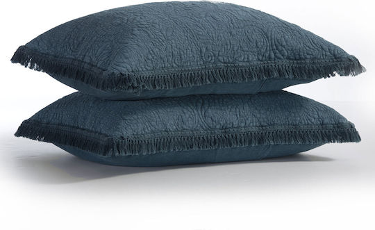 Nef-Nef Homeware Laren Blue Kissenbezug-Set Gesteppt Blue 52x72cm.