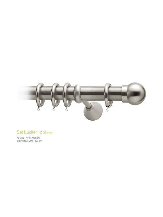 Viometale Metallic Curtain Pole Lucifer Single Φ35mm 160cm Nickel Matt