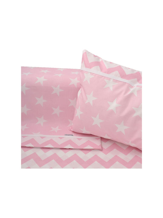 Ninetta Bebe Set Lenjerii De Patut Bebe Pentru Patut Din Bumbac Roz 70x140cm 3 Bucăți