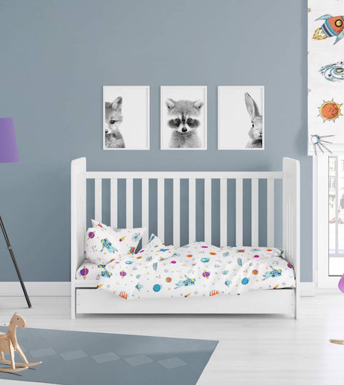 Dimcol Space Бебешки Чаршаф За Количка Памук с ластик Бял 70x140бр