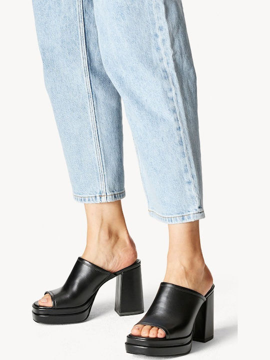 Tamaris Mules με Χοντρό Ψηλό Τακούνι σε Μαύρο Χρώμα 1-27210-20-001