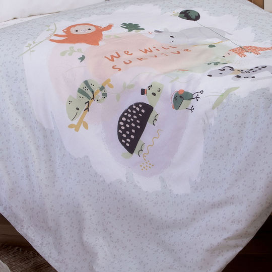 Nef-Nef Homeware Survivors Baby Sheets Set Crib Cotton Gray 120x170cm 3pcs