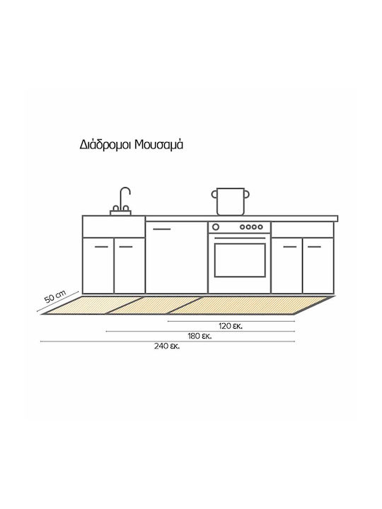 Ango Kitchen Mat Runner Waterproof with Anti-slip Underlay Mixed Wood 50x180εκ.