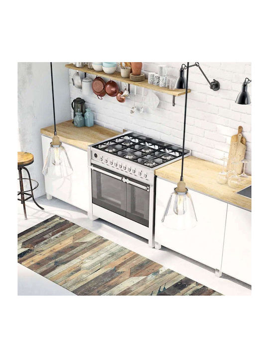 Ango Vintage Wood Kitchen Mat Runner Waterproof with Anti-slip Underlay Multicolour 50x240εκ.