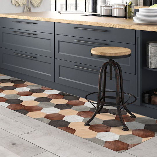 Ango Küchenmatte für den Flur Wasserdicht mit rutschfestem Unterlage Mixed Wood 50x180εκ.