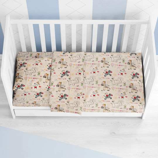 Dimcol Africa Baby Sheet Crib Flannel Fitted Beige 70x140cm