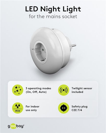 Goobay LED Night Light Plug with Photocell 1pcs
