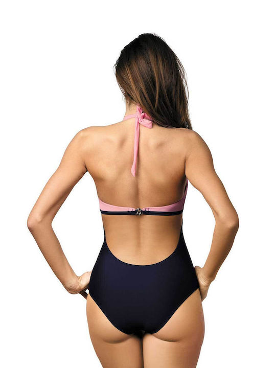 Marko M-428 One-Piece Swimsuit with Padding & Open Back Pink/Black