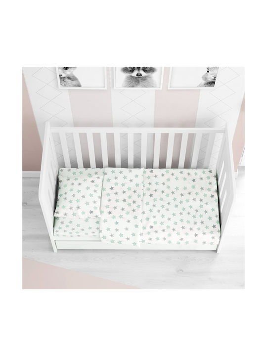 Dimcol Star Бебешки Чаршаф За Количка Памук с ластик Зелен 70x140бр