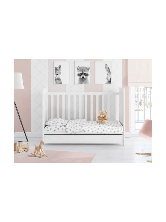 Dimcol Star Бебешки Чаршаф За Количка Памук с ластик Зелен 70x140бр