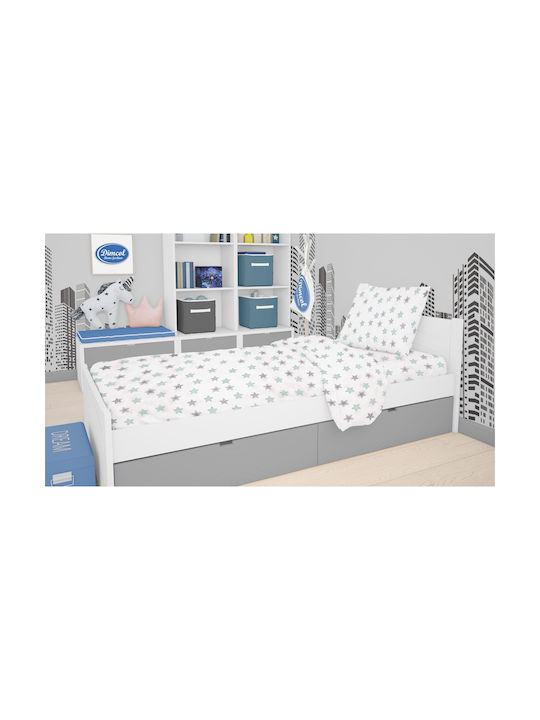 Dimcol Star Бебешки Чаршаф За Количка Памук с ластик Зелен 70x140бр